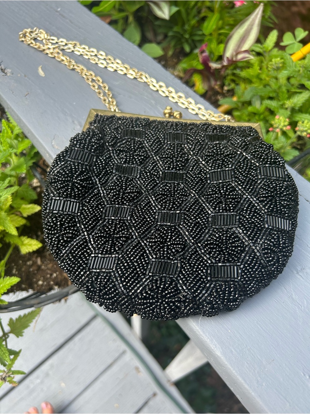 Vintage Black Beaded Evening Bag